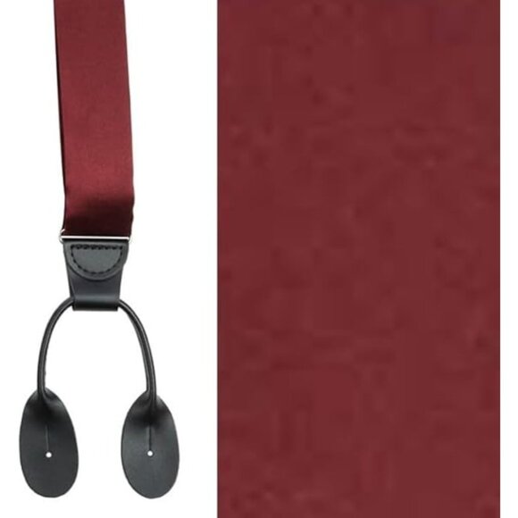HOLD'EM 100% Silk Suspenders For Men Y-Back Button End – Burgundy - Picture 2 of 7